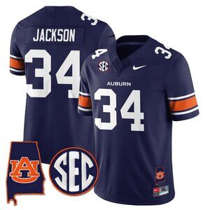 Mens Big Tall 4XL 5XL 6XL Bo Jackson Vapor Stitched Navy Jersey
